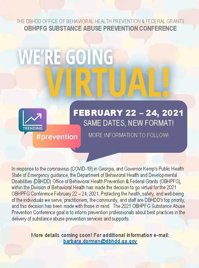 OBHPFG SUBSTANCE ABUSE PREVENTION CONFERENCE Department of